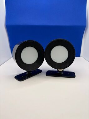 Pair of Small USB Chargeable Round Black LED Accent Lights